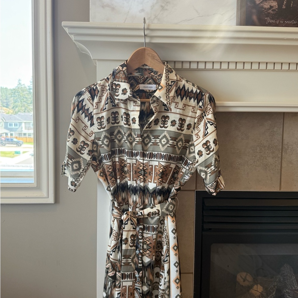 Calvin Klein Patterned Shirt Dress